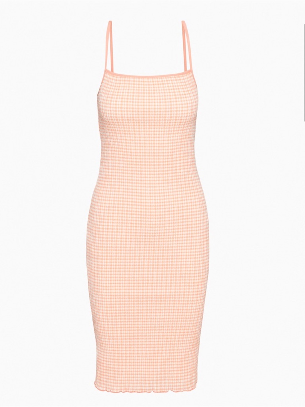 Wilfred Aritzia Jazz Japanese Seersucker Check Midi Slip Dress XS Orange White